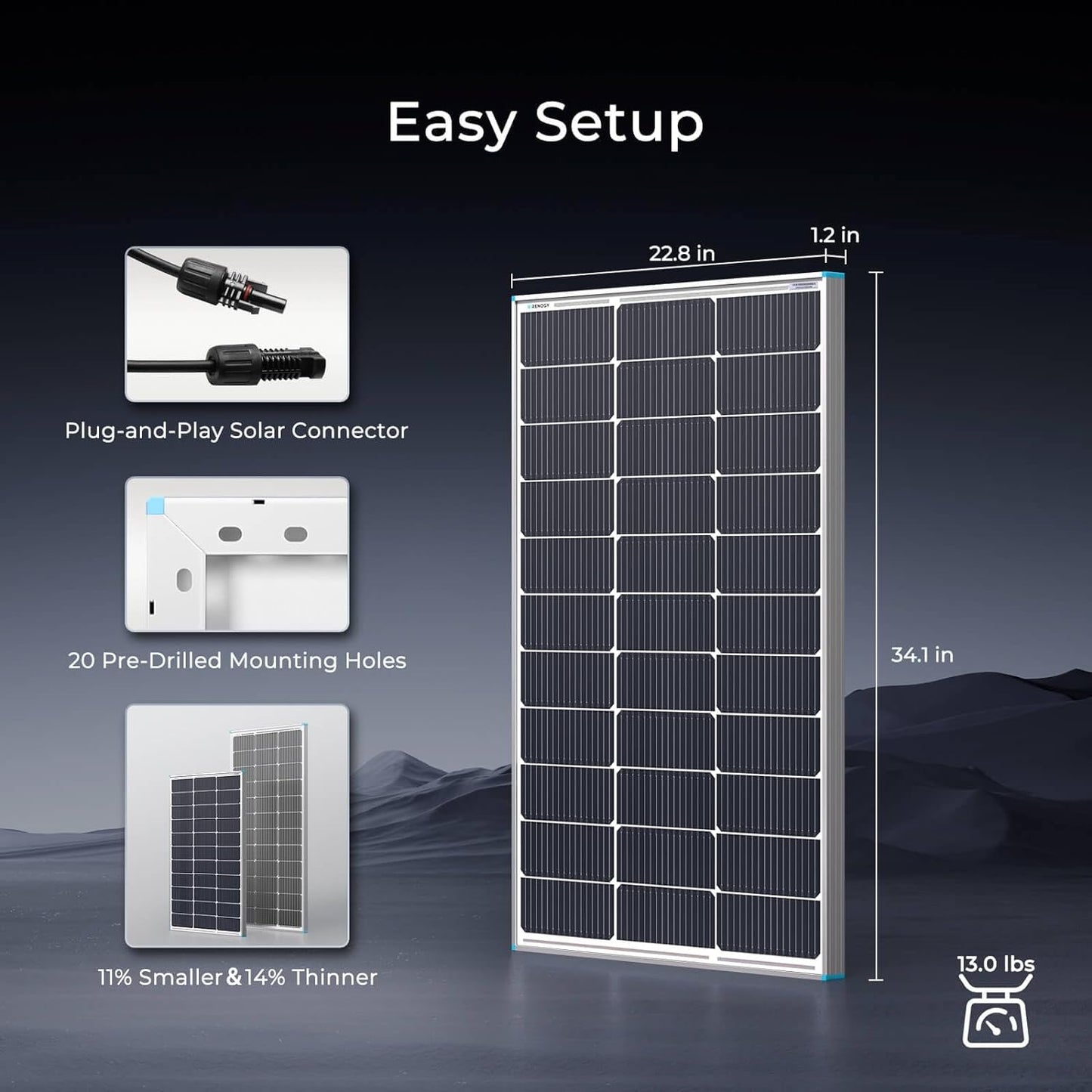 100W Solar Panel N-Type, 12V 100 Watt Solar Panel 16BB 25% High-Efficiency, N-Type Solar Panels for RV Marine Boat Trailer Camper Rooftop Farm and Other Off-Grid System