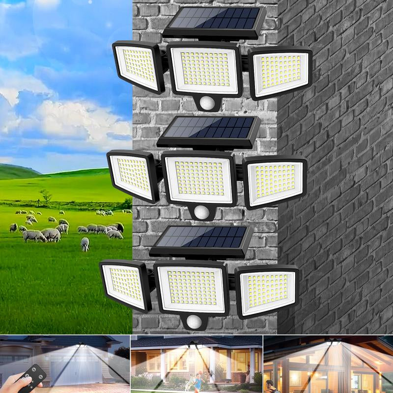 Tuffenough Solar Outdoor Lights 2500LM 210LED Security Lights,3 Heads Dimmable Spotlights with 3 Modes,Ip65 Waterproof,Suitable for Yard, Garage, Porch, Pool,Garden,Barn,Patio,Valentine'S Day Gift