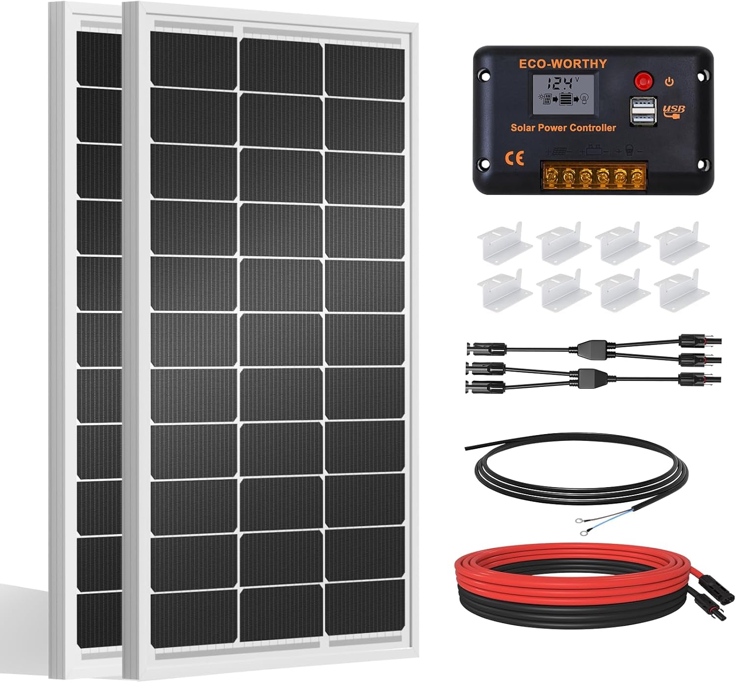 200 Watts 12 Volt/24 Volt Solar Panel Kit with High Efficiency Monocrystalline Solar Panel and 30A PWM Charge Controller for RV, Camper, Vehicle, Caravan and Other off Grid Applications