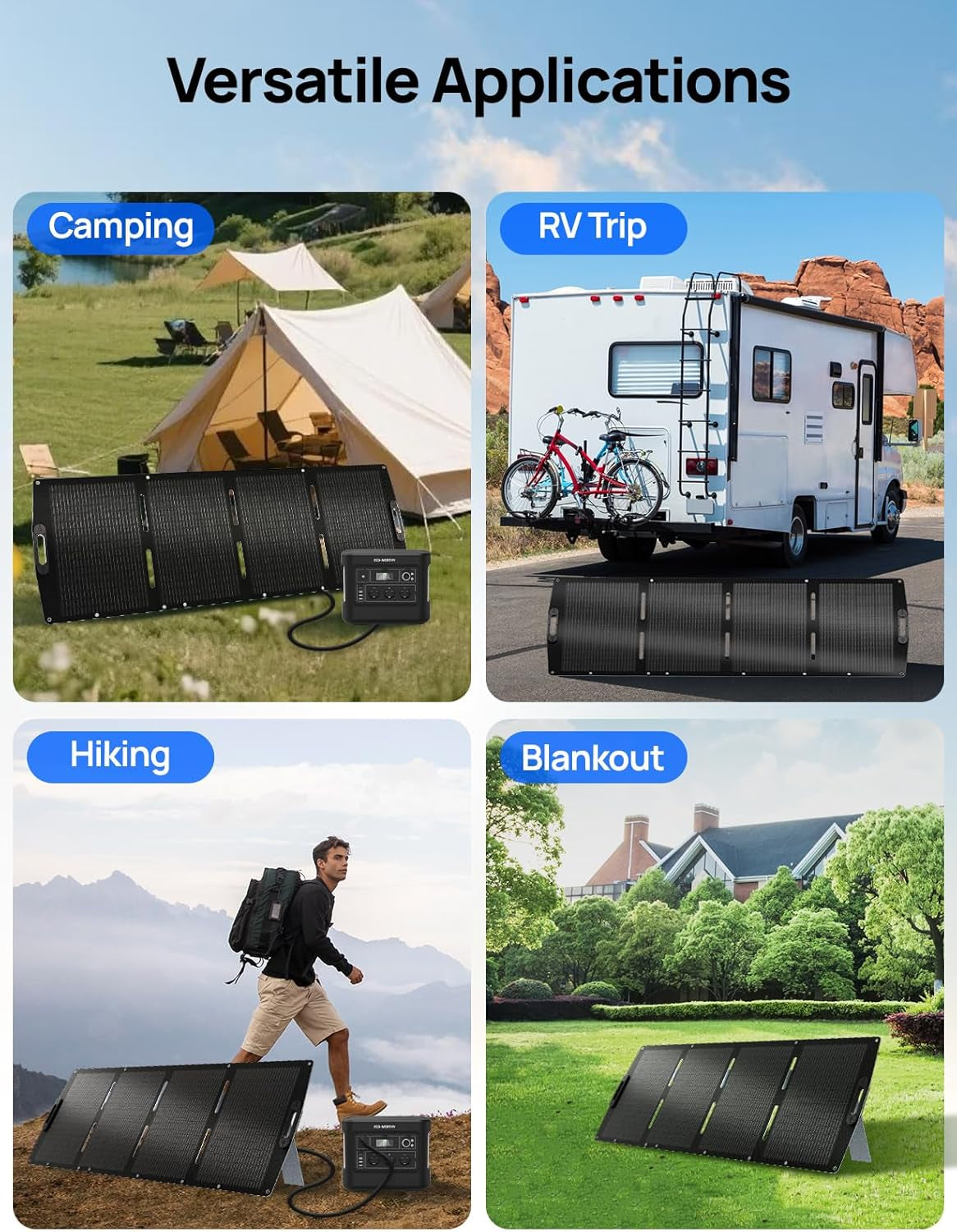 200W Portable Solar Panel for Power Stations,Ip65 Waterproof & Lightweight with Adjustable Kickstand,23% High Efficiency Foldable Solar Panel for Outdoor RV Camping off Grid Emergency