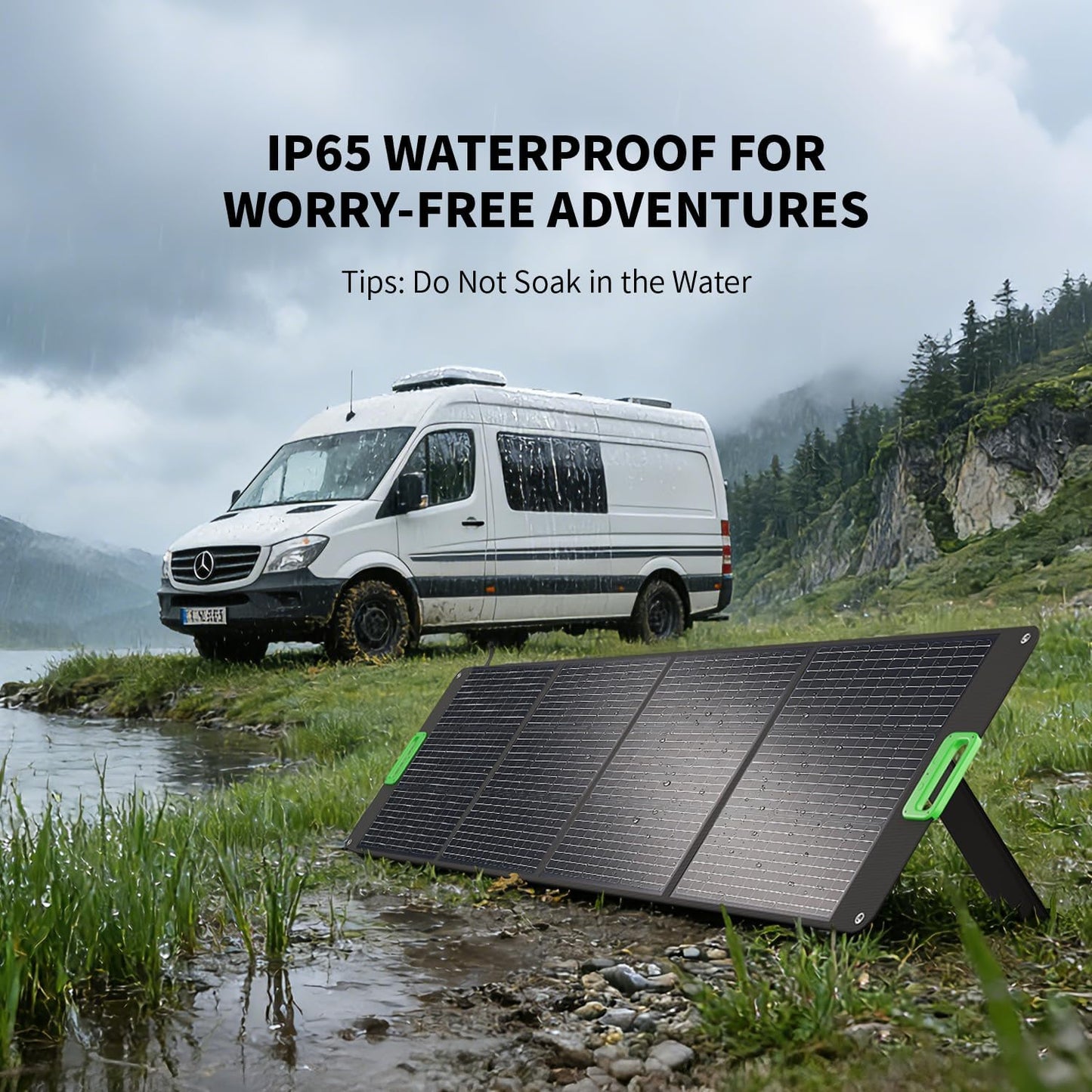 200W Portable Solar Panel for Power Station, Foldable Solar Charger W/ 4 Kickstands, IP65 Waterproof Solar Panel Kit W/Dc XT60 Anderson Aviation Output for Outdoor RV Camper Blackout