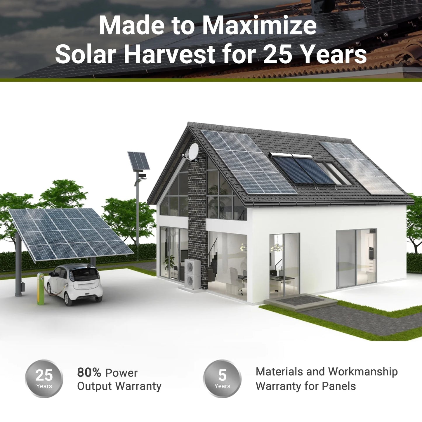 100W 12 Volt Solar Panel, IP68 Waterproof, 25% High-Efficiency, Pre-Drilled Holes Design, Ideal for RV, Marine, Off-Grid System