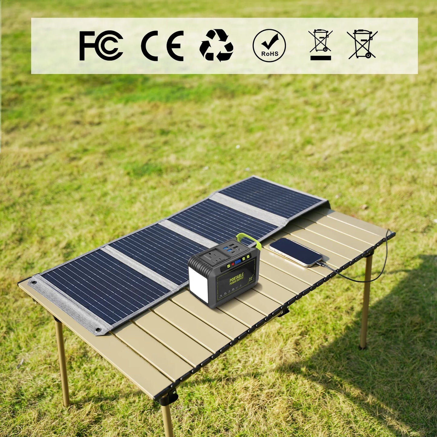 40W Solar Panel Portable Foldable with QC3.0 USB Type-C for Camping Hiking Backpacking