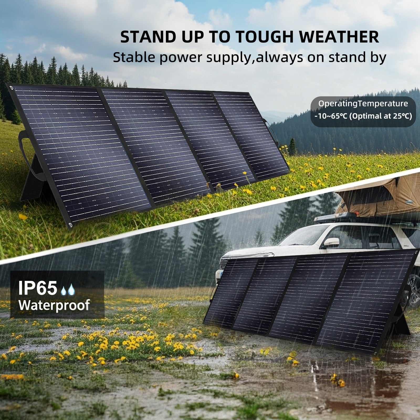 400W Portable Solar Panel, IP65 Waterproof, Lightweight & Fast Installation