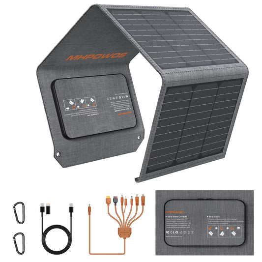 40W Solar Panel Portable Foldable with QC3.0 USB Type-C for Camping Hiking Backpacking