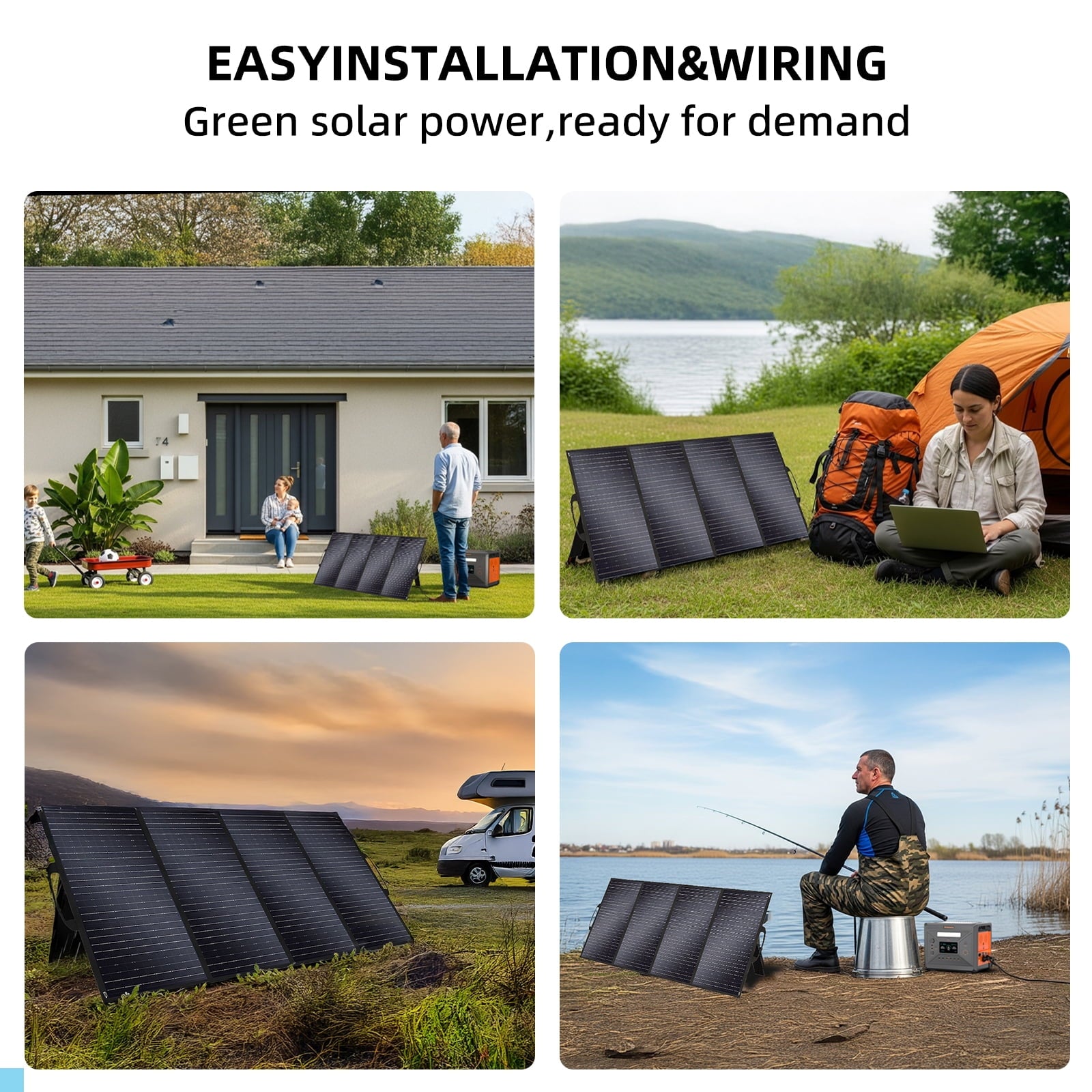 400W Portable Solar Panel, IP65 Waterproof, Lightweight & Fast Installation
