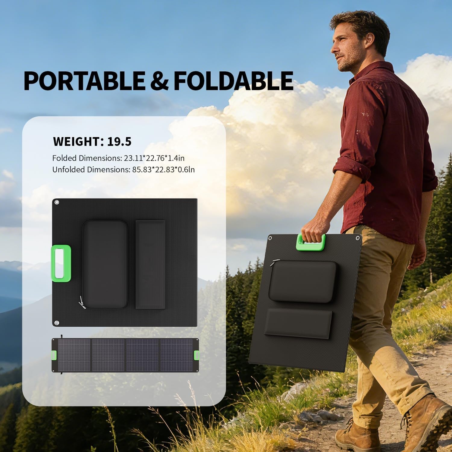 200W Portable Solar Panel for Power Station, Foldable Solar Charger W/ 4 Kickstands, IP65 Waterproof Solar Panel Kit W/Dc XT60 Anderson Aviation Output for Outdoor RV Camper Blackout