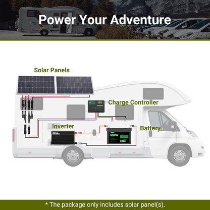 100W 12 Volt Solar Panel, IP68 Waterproof, 25% High-Efficiency, Pre-Drilled Holes Design, Ideal for RV, Marine, Off-Grid System