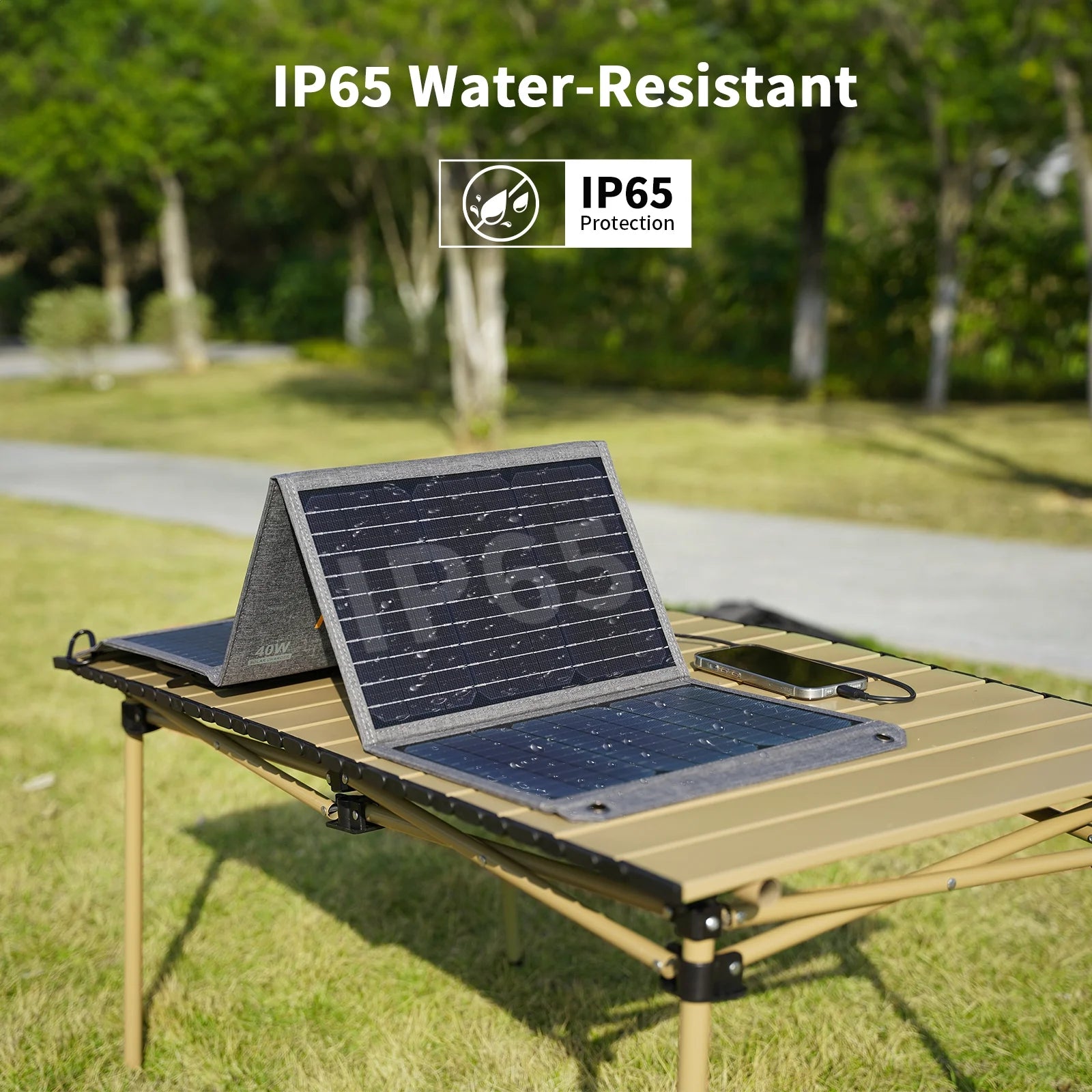 40W Solar Panel Portable Foldable with QC3.0 USB Type-C for Camping Hiking Backpacking