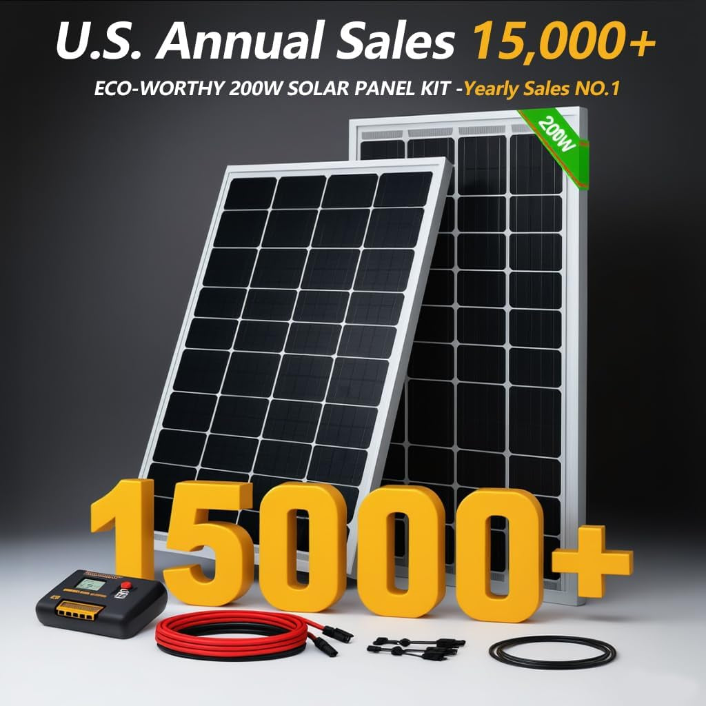 200 Watts 12 Volt/24 Volt Solar Panel Kit with High Efficiency Monocrystalline Solar Panel and 30A PWM Charge Controller for RV, Camper, Vehicle, Caravan and Other off Grid Applications