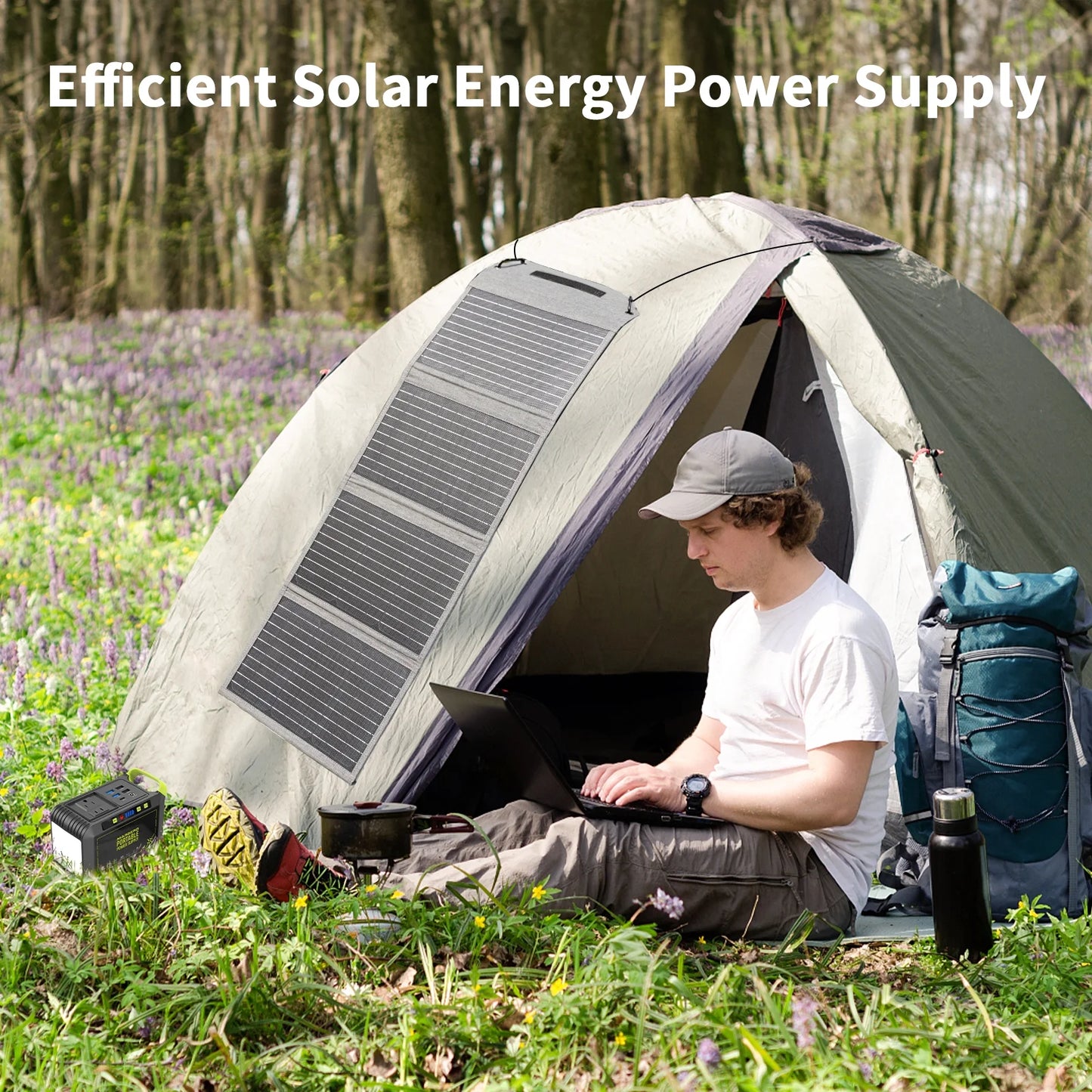 40W Solar Panel Portable Foldable with QC3.0 USB Type-C for Camping Hiking Backpacking