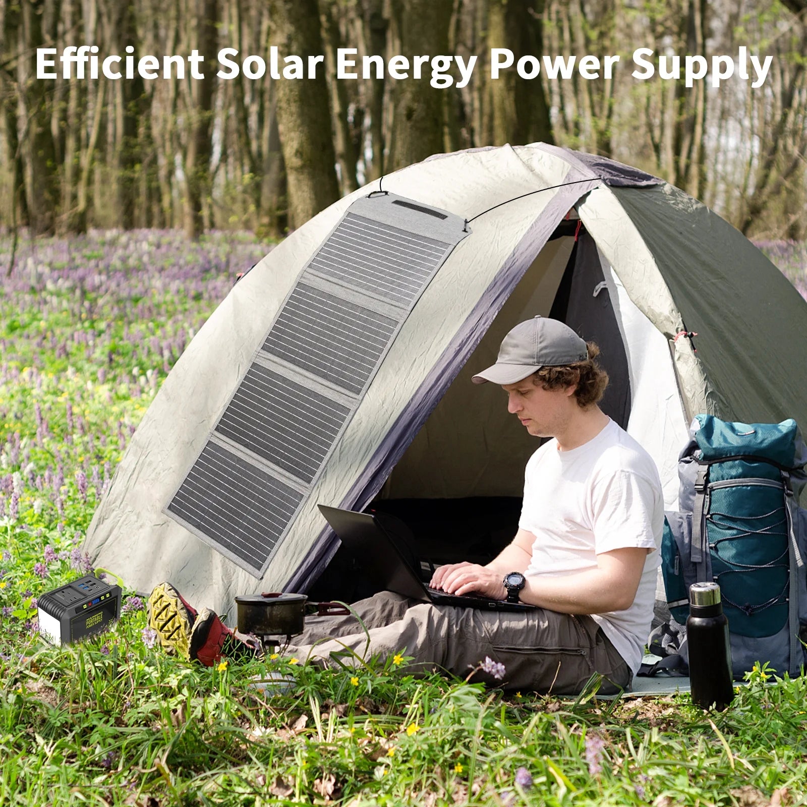 40W Solar Panel Portable Foldable with QC3.0 USB Type-C for Camping Hiking Backpacking