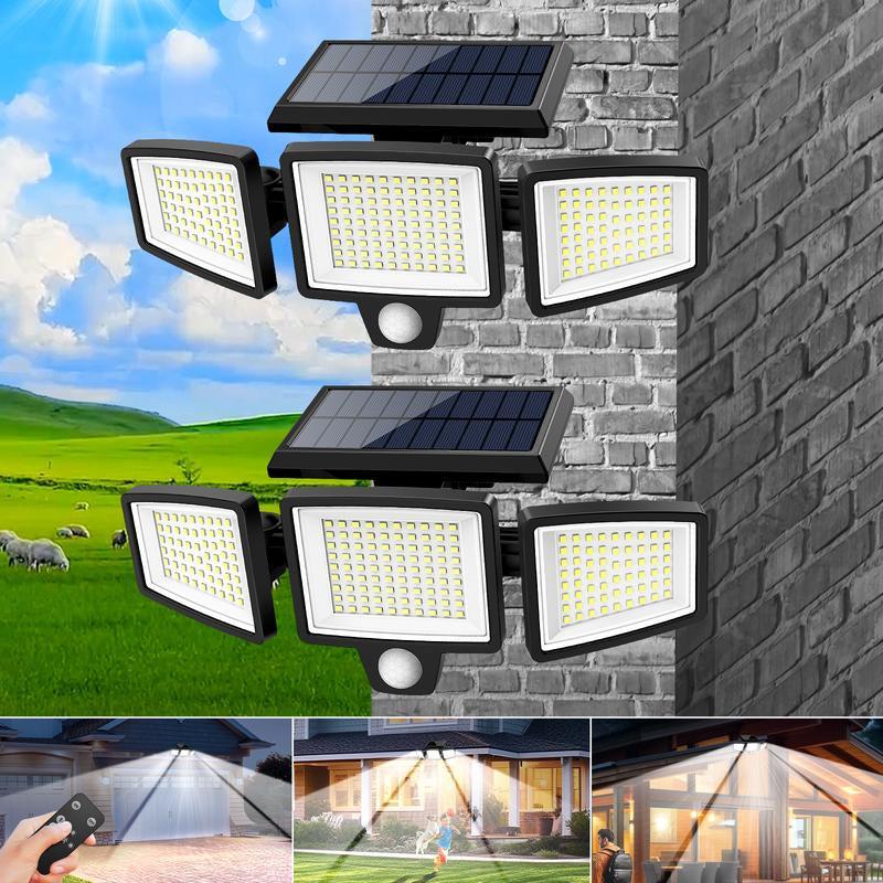 Tuffenough Solar Outdoor Lights 2500LM 210LED Security Lights,3 Heads Dimmable Spotlights with 3 Modes,Ip65 Waterproof,Suitable for Yard, Garage, Porch, Pool,Garden,Barn,Patio,Valentine'S Day Gift