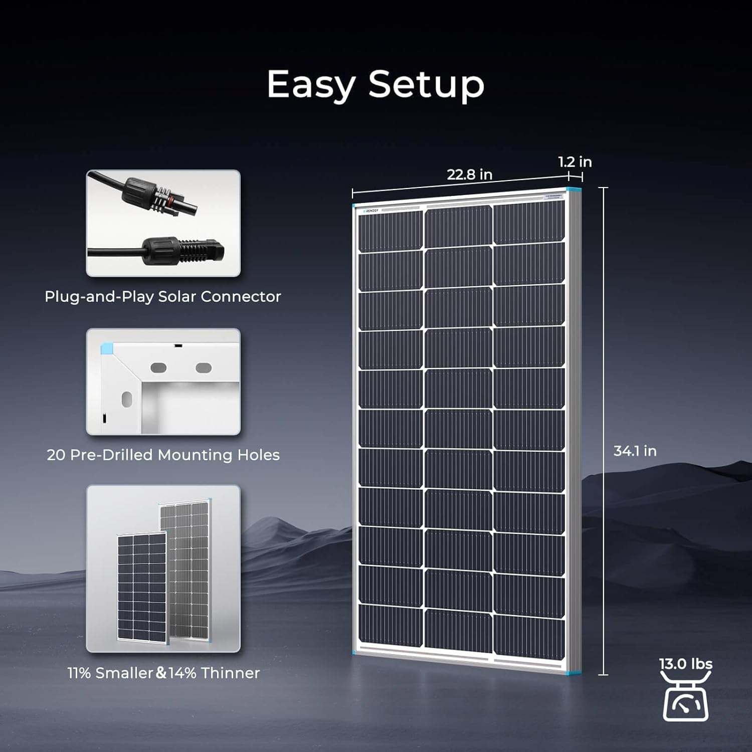 100W Solar Panel N-Type, 12V 100 Watt Solar Panel 16BB 25% High-Efficiency, N-Type Solar Panels for RV Marine Boat Trailer Camper Rooftop Farm and Other Off-Grid System