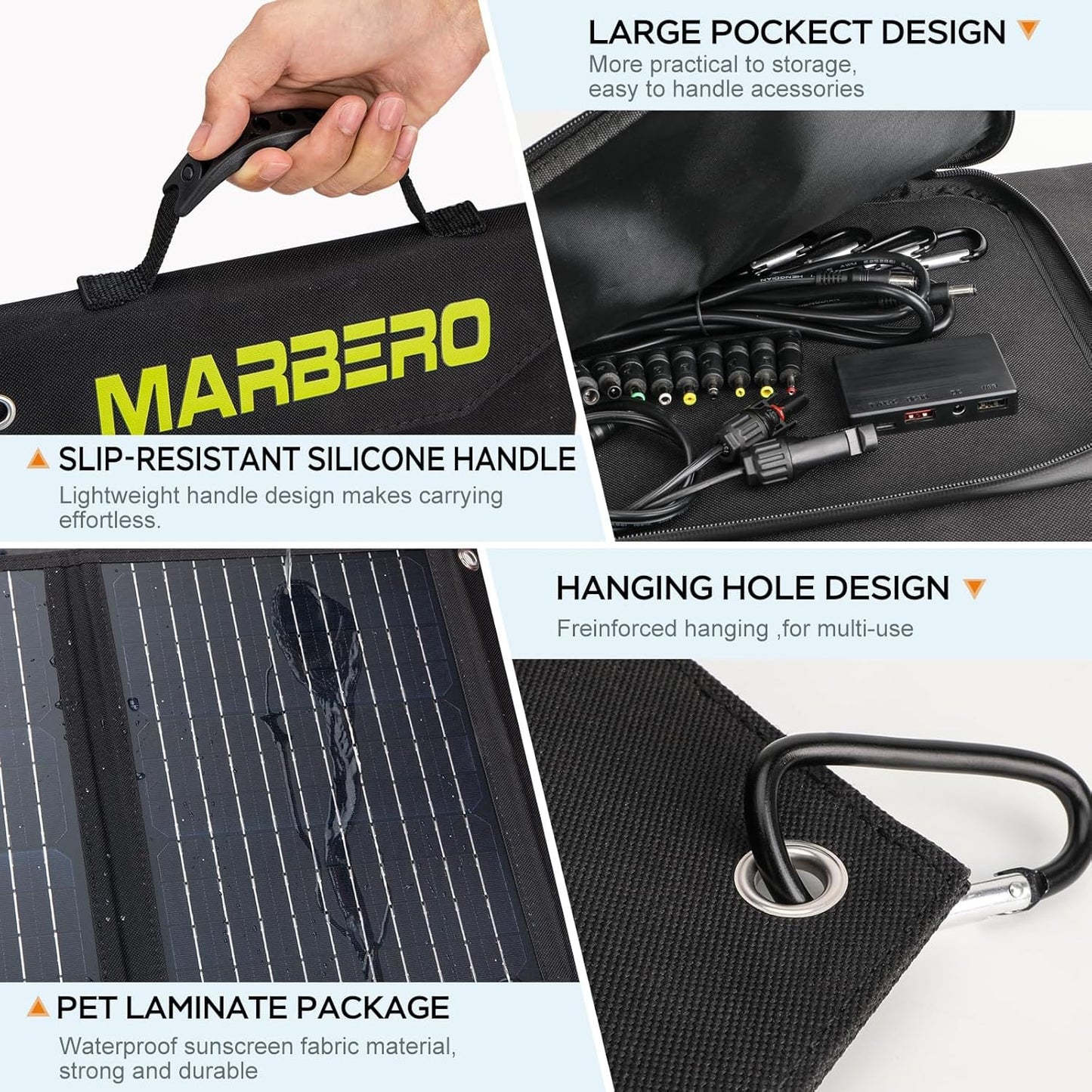 Portable Solar Panel 30W Solar Panel Charger 23% High Efficiency Foldable Solar Panels QC3.0 USB & DC Port Compatible with Cell Phone Ipad Laptop IP65 Waterproof for Camping Outdoor Cloudy