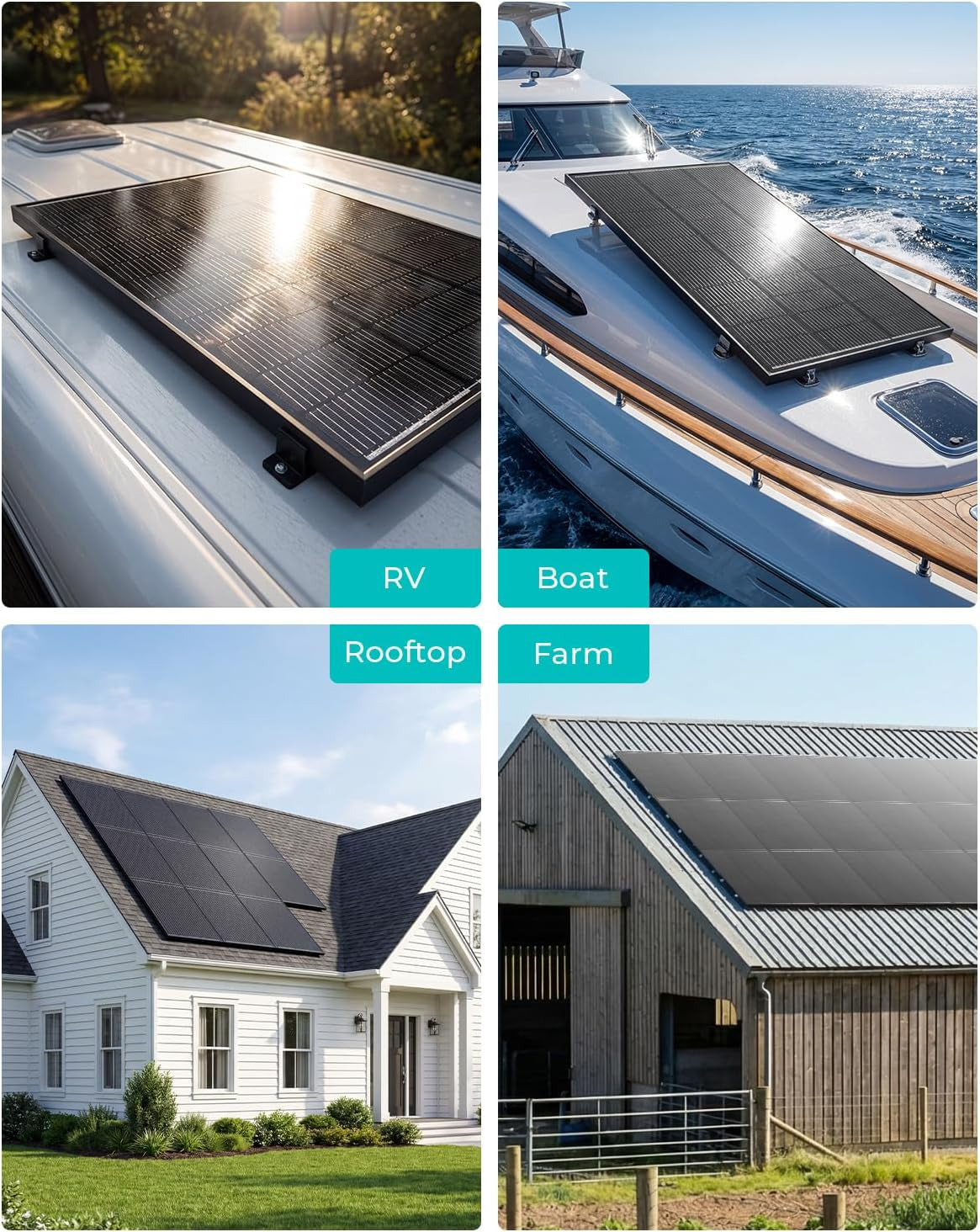12V 200W Solar Panel, 2 Pack 100W Solar Panels, N-Type 16BB 12 Volt Solar Panel with 25.6% Conversion Efficiency, Monocrystalline Modules for RV Power Systems, Marine, Cabins & Off-Grid System