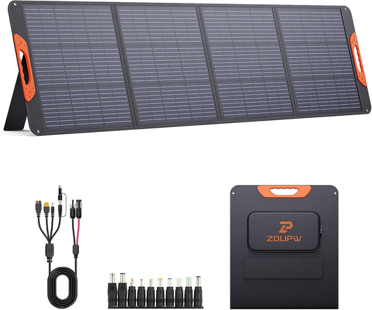 200W Portable Solar Panel for Power Station,23.5% Efficiency Mono Foldable Solar Charger with 4 Kickstands for Jackery 1000 V2/Bluetti/Ecoflow/Anker,Ip67 Waterproof for Camping RV Power Backup